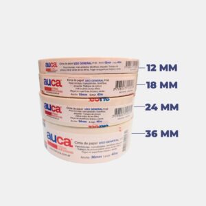 CINTA ADHESIVA DE PAPEL AUCA – 12MM X 40MTS LINEA VERDE