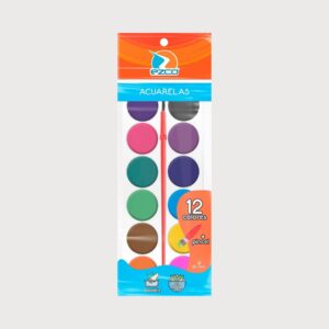 Acuarelas Escolares EZCO – Blíster 12 colores