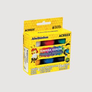 Tempera ACRILEX Pote 15ml x6 | Metalizado