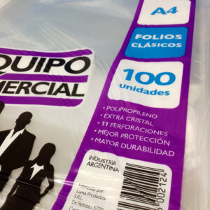 Folios A4 – Equipo Comercial x 100 un.