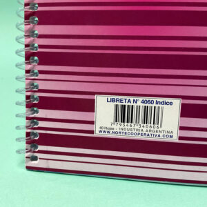 Libreta con índice ORION N° 4060 – 40 hjs. Rayada