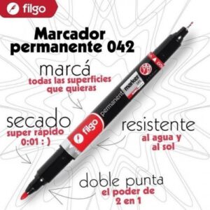Marcador Permanente Doble Punta Filgo 042 Negro