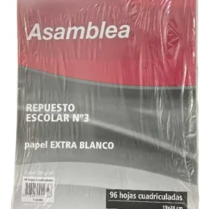 Repuesto Escolar N3 Cuadriculado ASAMBLEA x96hjs.