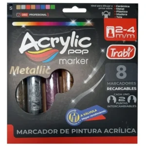 Marcador Acrílico ACRYLIC POP Metallic TRABI x8 unidades