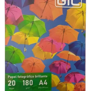 Papel Fotográfico (Brillo) A4 GTC 180gr 20 Hojas Para INK JET