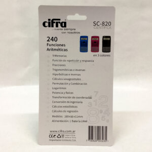 Calculadora Científica CIFRA SC-820/ 240 Funciones
