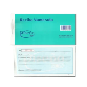 Talonario de Recibo Numerado 10,5x21cm x50 juegos – DISEÑO