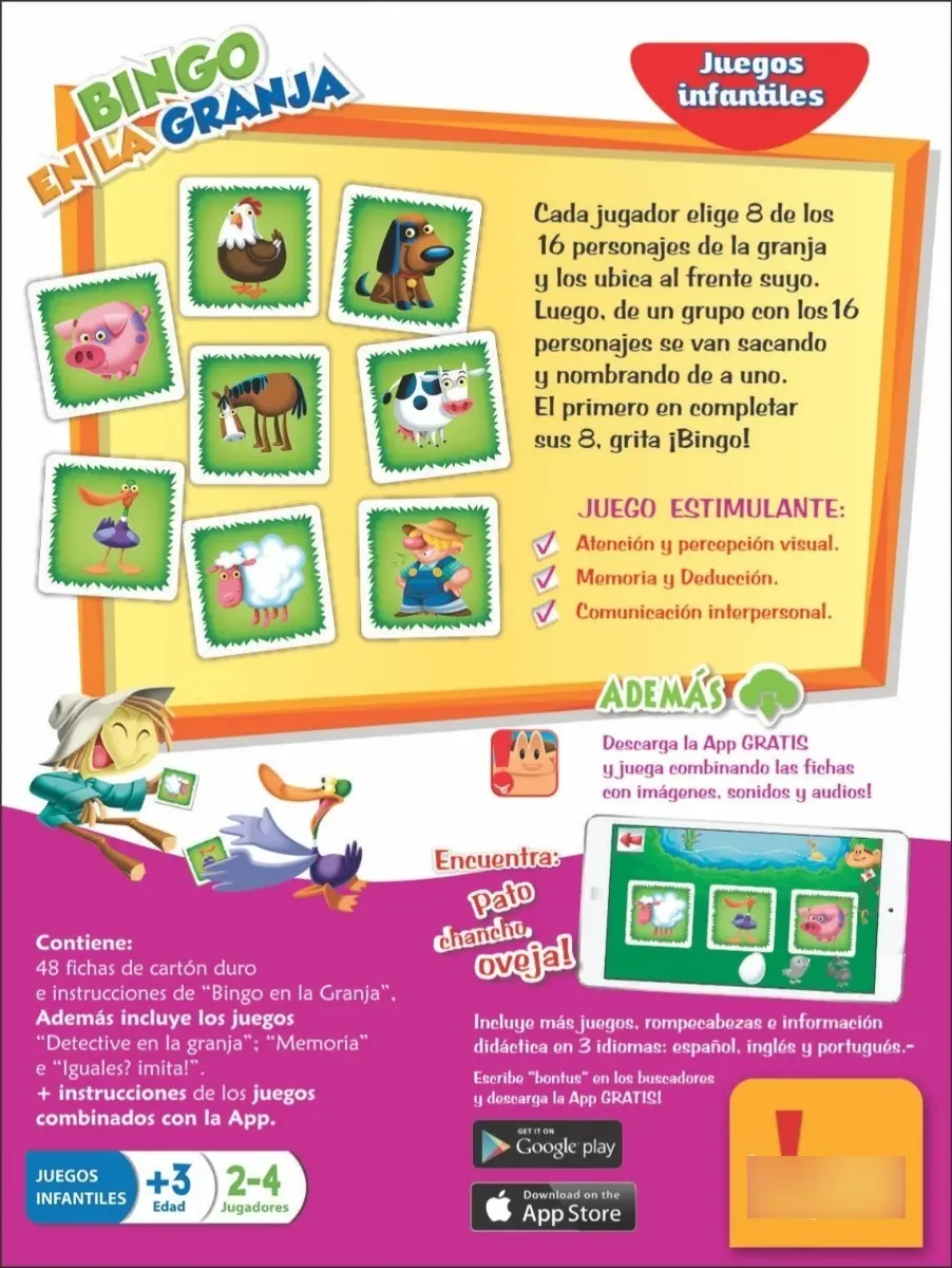 Juego de cartas "Bingo en la granja" +3 años para 2-4 jugadores- BONTUS - Imagen 2