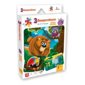 3 Rompecabezas «Reino Animal» 28, 12 y 9 piezas +2 hojas para colorear – BONTUS