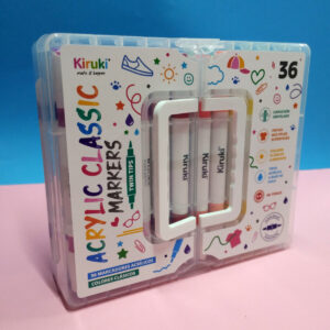 Set de Marcadores Acrílicos 36 unidades con Punta Bullet y Pincel Colores Clásicos – KIRUMI 700019