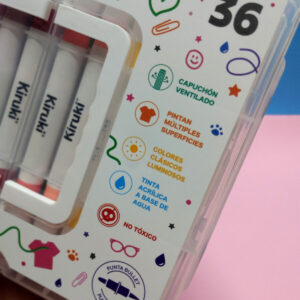 Set de Marcadores Acrílicos 36 unidades con Punta Bullet y Pincel Colores Clásicos – KIRUMI 700019