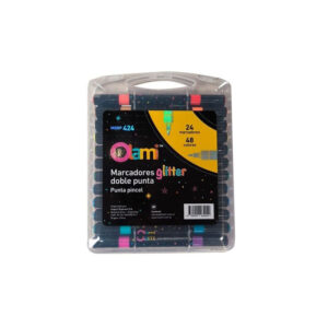 Set de 24 Marcadores con Glietter Doble Punta Pincel 48 Colores – OLAMI 424