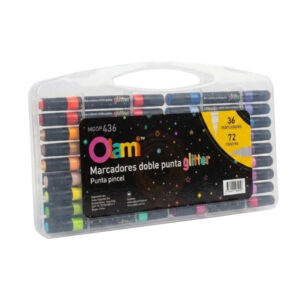 Set de 36 Marcadores con Glitter Doble Punta Pincel 72 Colores – OLAMI 436