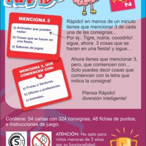 Juego de cartas para ejercitar el cerebro «Piensa rápido» +7 años para 2-4 jugadores- BONTUS