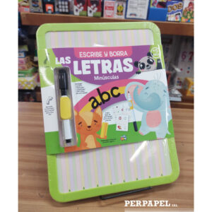 Pizarra + Libro de actividades «Escribe y borra las letras minúsculas/mayúsculas»