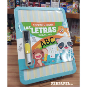 Pizarra + Libro de actividades «Escribe y borra las letras minúsculas/mayúsculas»