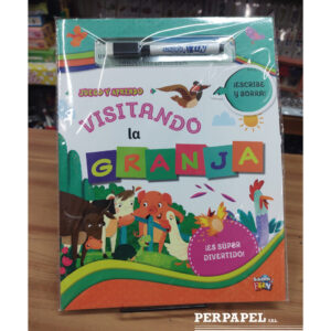 Libro para jugar y aprender «Visitando la granja» Escribe y borra