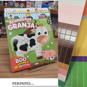 Libro con 800 stickers 3D mosaicos «Animalitos de la granja» y «Animalitos del mar»