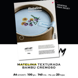 Matelina Adhesiva Texturada A4 – Bambú Cremoso x 10 hjs.
